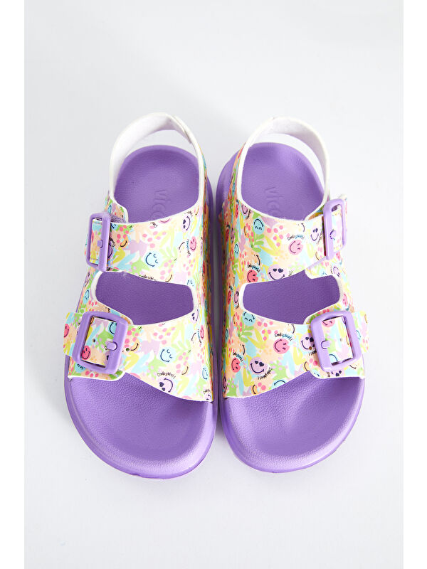 Miyu II Baskılı Kız Bebek Lila Sandalet - Görsel 3