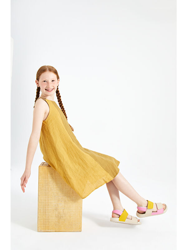 Krixi Hafif Kız Okul Öncesi Bej Sandalet - Görsel 3