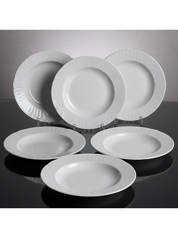 GÜRAL PORSELEN Sembol 6 Parça 22 cm Çukur Yemek Tabağı
