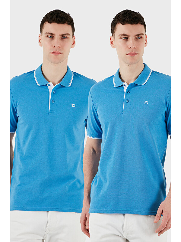 Buratti Pamuklu Slim Fit Düğmeli 2'li Paket Polo Yaka T Shirt 5902118S2