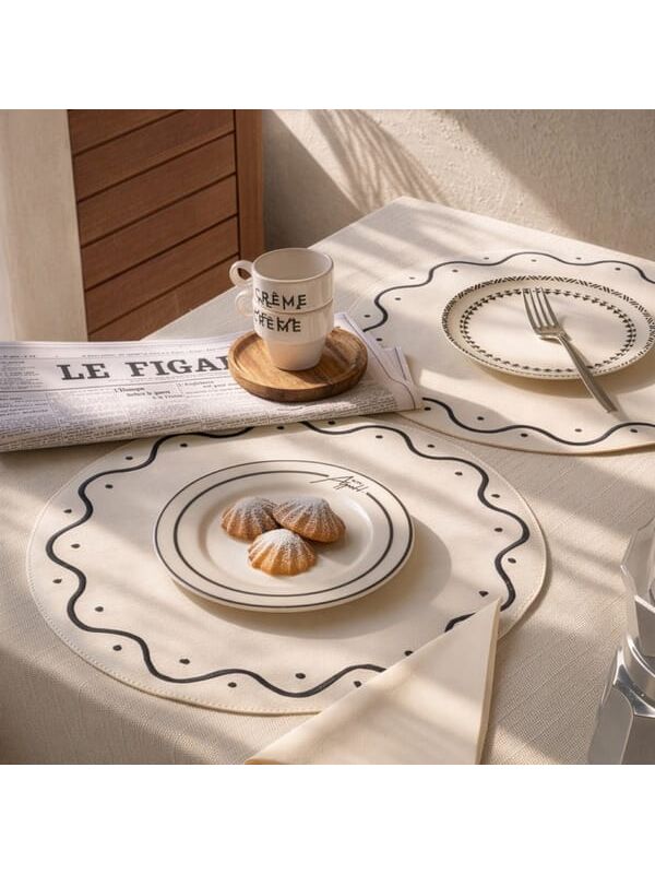 Evidea Kitchen Elegant Curves Porselen Pasta Tabağı - Siyah / Beyaz - 20 cm