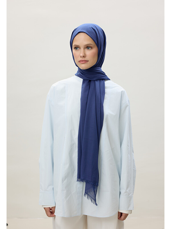 Fresh Scarfs İnce Pamuk Vual Şal Gece Mavisi