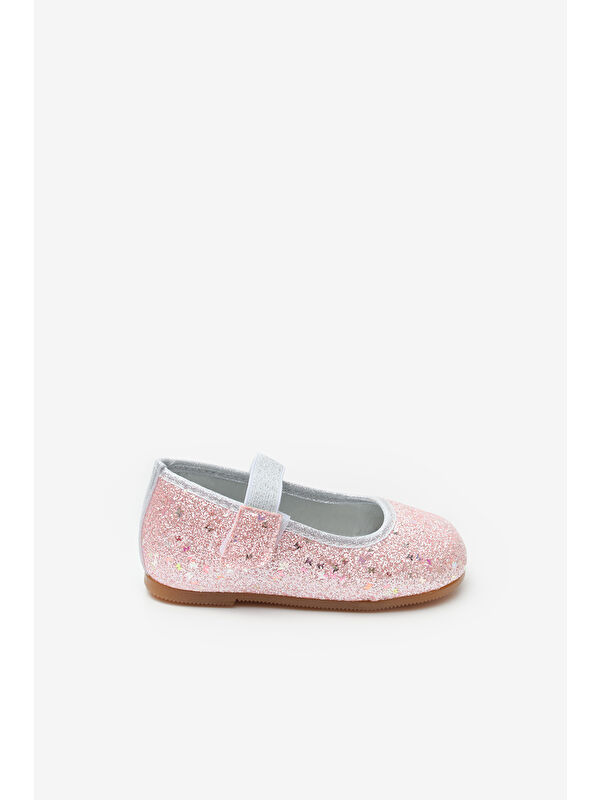 Pembe Kelebek Simli Kız Çocuk Babet Ayakkabı - Görsel 3