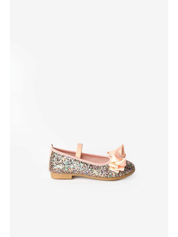 Yavruağzı Fiyonklu Simli Kız Çocuk Ayakkabı - Görsel 4