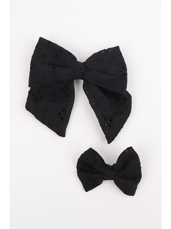 Le Mabelle Siyah Fisto Fiyonk Anne Kız Toka Set