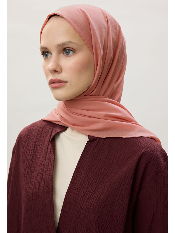 Fresh Scarfs İnce Pamuk Vual Şal Soft Mercan