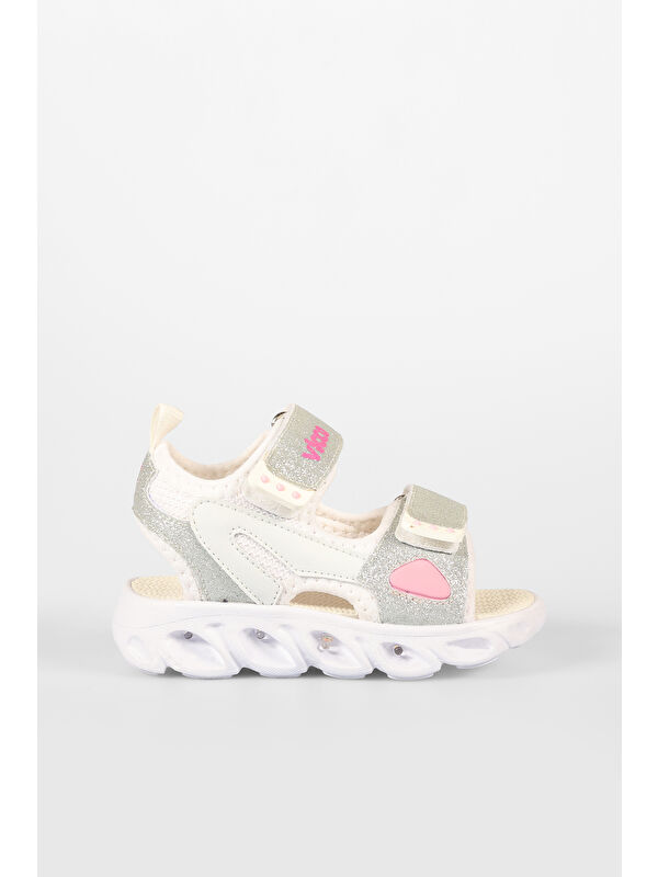 Roy Işıklı Kız Okul Öncesi Beyaz Sandalet - Görsel 3