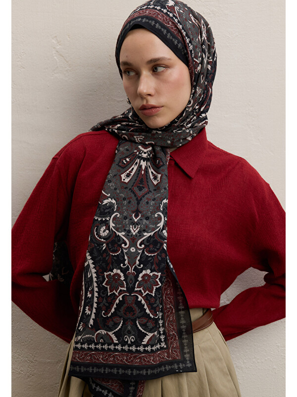 Fresh Scarfs Elegant Desen Şal Siyah