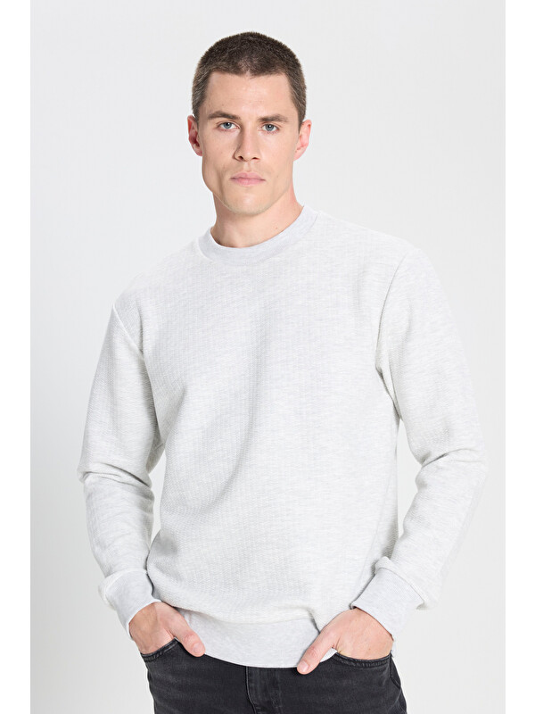 Wrangler Regular Fit Bisiklet Yaka Gri Melanj Sweatshirt
