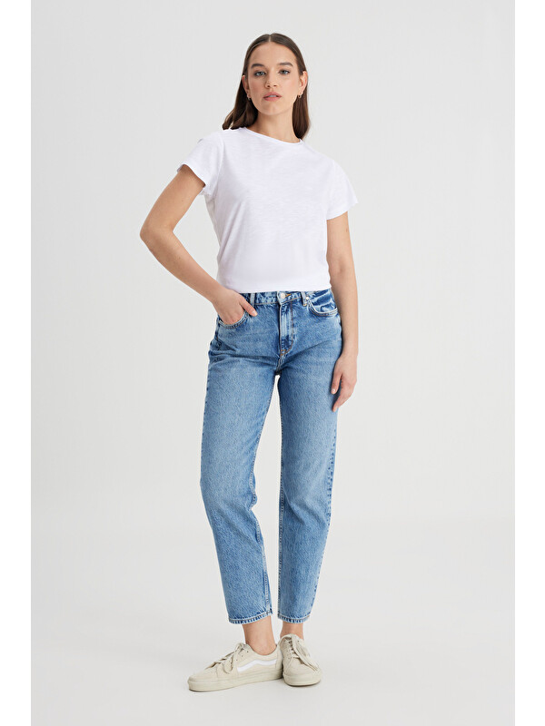 Lee Regular Fit Yüksek Bel Düz Paça %100 Pamuk Jean Pantolon