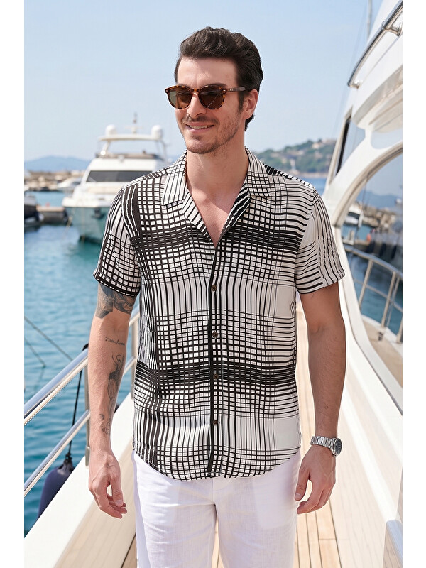 Buratti Regular Fit Kısa Kollu Apaş Yaka Desenli Gömlek CF21S114293