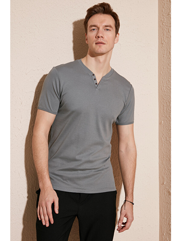 Buratti % 100 Pamuklu V Yaka Slim Fit Tişört 5902122