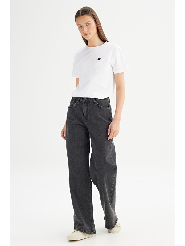 Wrangler Wide Leg Yüksek Bel Geniş Paça Siyah Esnek Jean Denim Pantolon