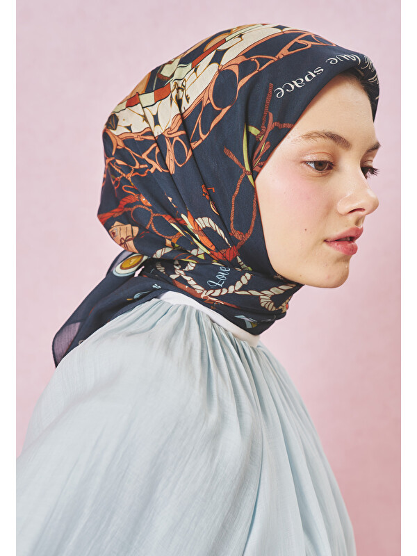 Fresh Scarfs Dreamy Skies Desen Floş Viskon Eşarp Ocean Mist