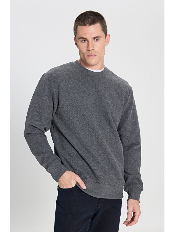 Wrangler Regular Fit Bisiklet Yaka Antrasit Sweatshirt