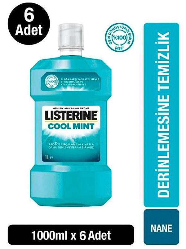 Listerine Cool Mint Ağız Bakım Suyu 1000 ml x 6