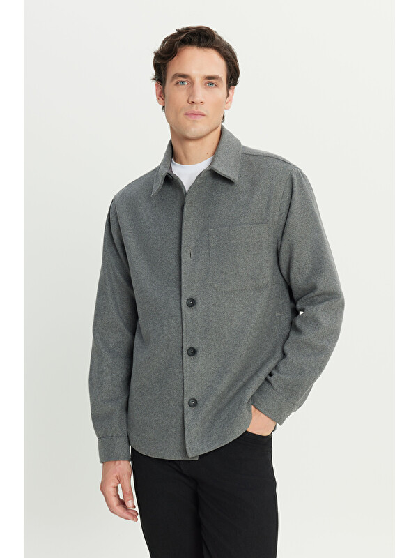 Wrangler Loose Fit Antrasit Melanj Gömlek Ceket