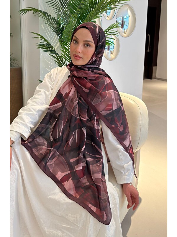 Lamelif Brush Desen Soft Şal Bordo