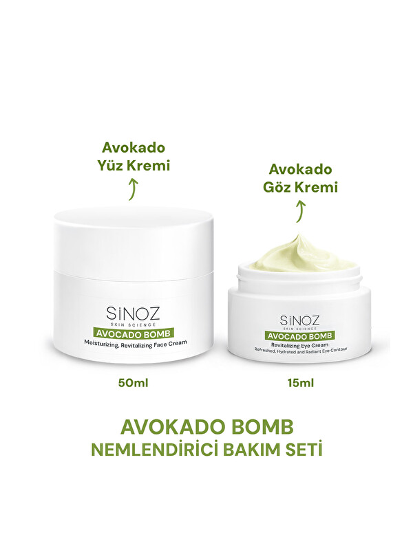 Sinoz Avokado Bomb Yoğun Nemlendirici Yüz Kremi & Göz Kremi 2'li Bakım Seti