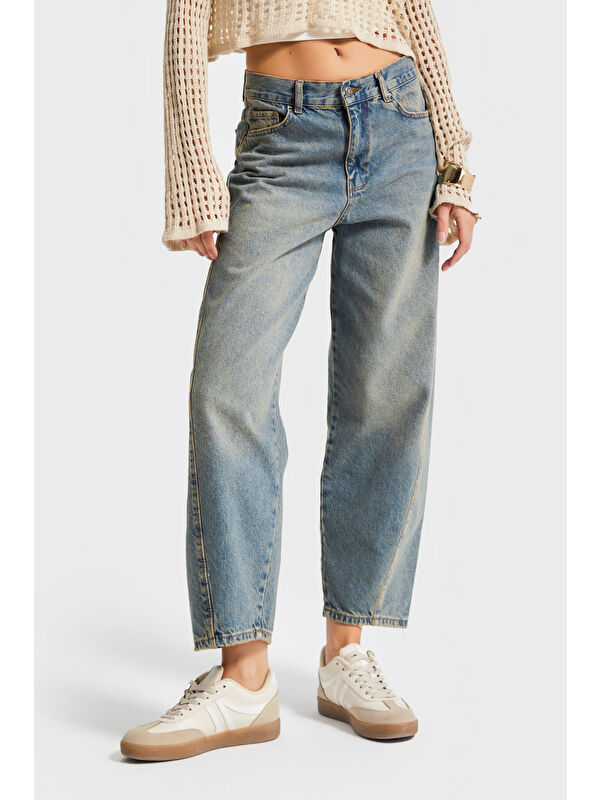 It's Basic Kadın T.Kot Rengi Venüs 2s5-65 Carrot Fit Rahat Kesim %100 Pamuk Denim Jean