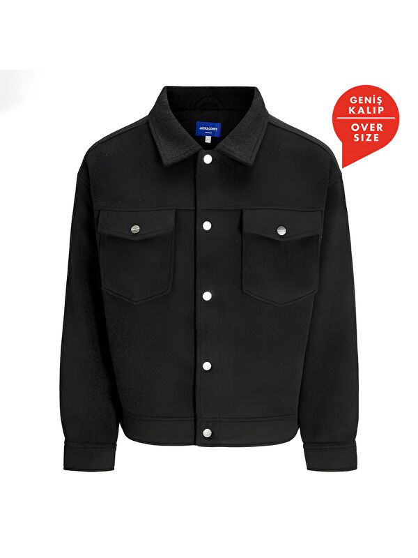 Jack & Jones Ridgewood Melange Overshirt Erkek Siyah Ceket