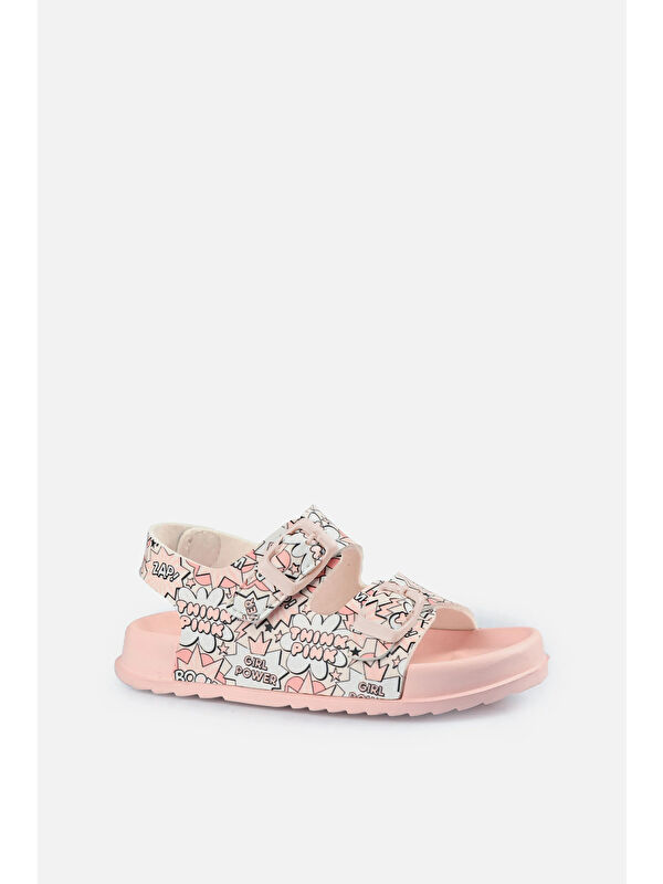 Miyu II Baskılı Kız Okul Öncesi Pudra Sandalet - Görsel 5