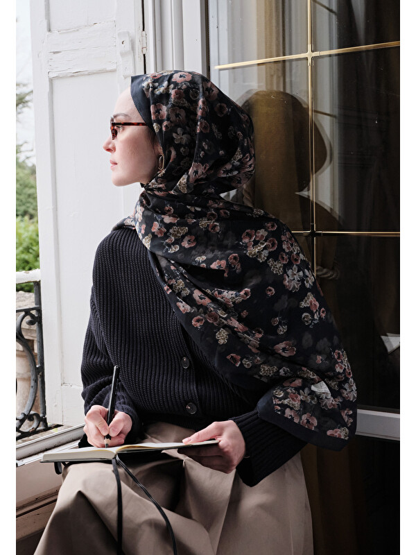 Fresh Scarfs Secret Pearl Desenli Pamuk Viskon Şal Lacivert