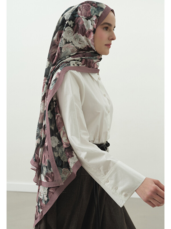 Fresh Scarfs Rose Breeze Desenli Pamuk Viskon Şal Gül Pembe