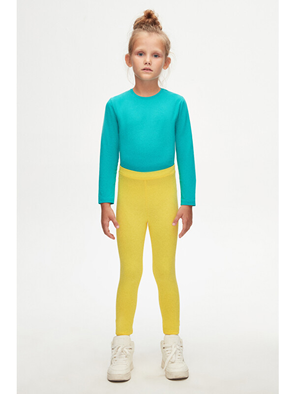 Lovetti Sarı Kız Çocuk Yazlık Basic Tayt