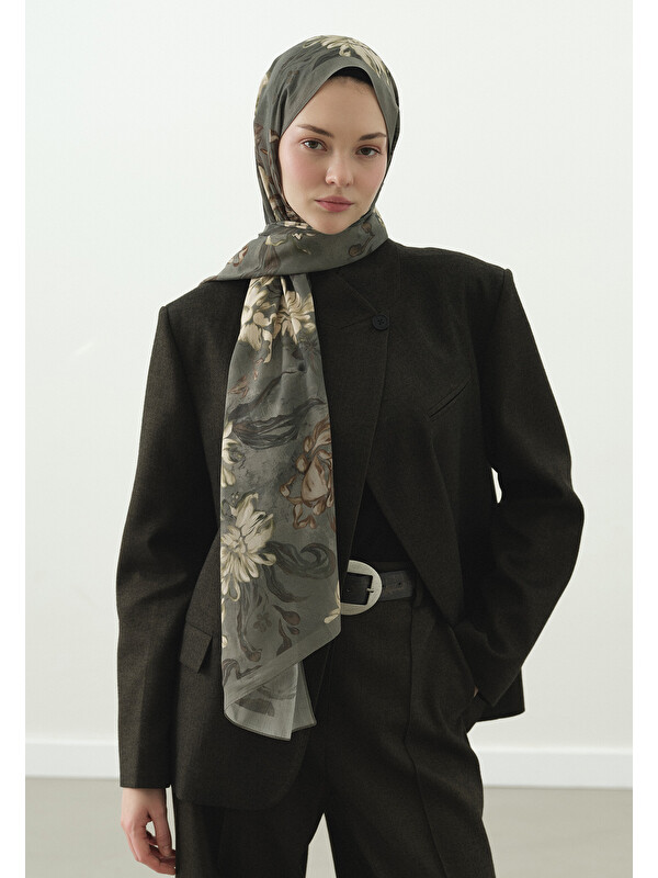 Fresh Scarfs Norah Desenli Pamuk Viskon Şal Mint Yeşili