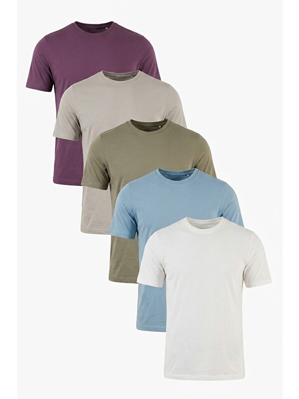 Buratti Pamuklu Regular Fit Bisiklet Yaka 5'li Paket T Shirt 59020204S5