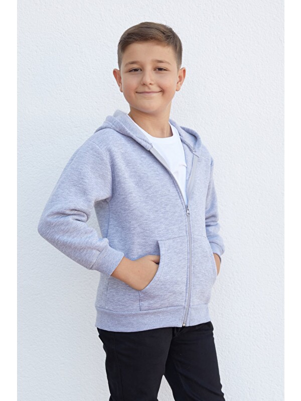 Fullamoda Kapüşonlu Fermuarlı Unisex Çocuk Sweatshirt