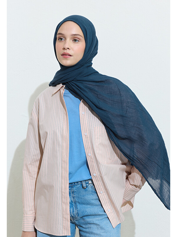 Fresh Scarfs Pamuklu Keten Şal Blueberry Soda