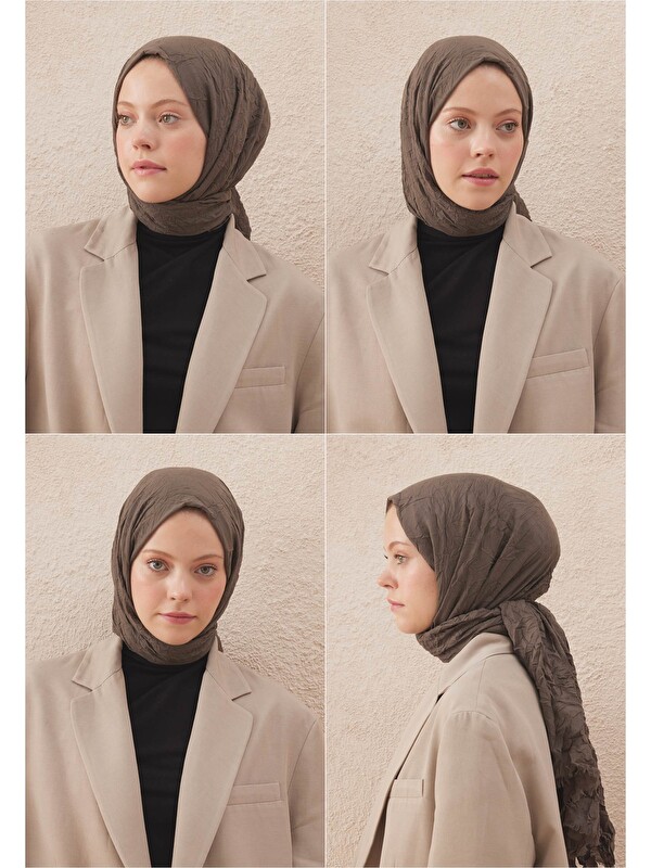 Fresh Scarfs Vual Crash Şal Koyu Vizon