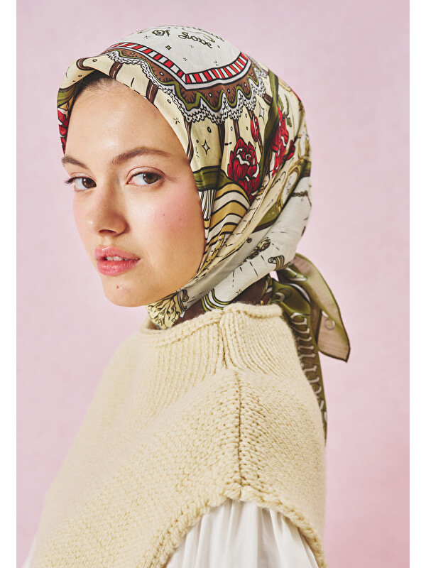 Fresh Scarfs Beauty And The Beast Desen Floş Viskon Eşarp Forest