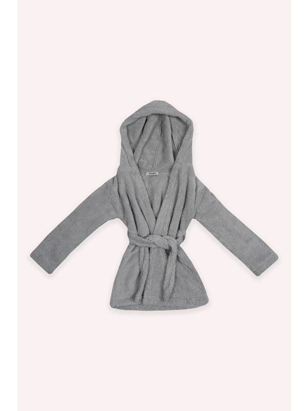 Panço Unisex Gri Pelüş Sabahlık