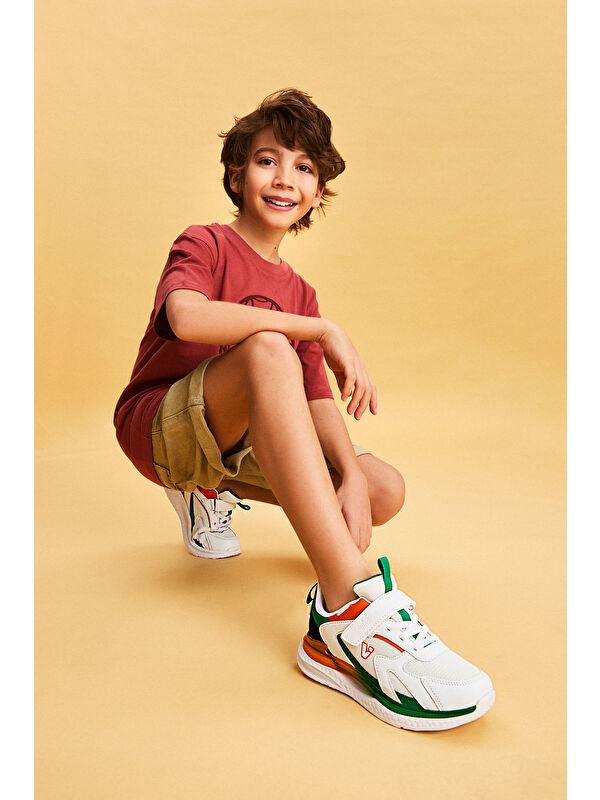 Massa Hafif Erkek Çocuk Okul Öncesi Beyaz/Siyah Sneaker - Görsel 3