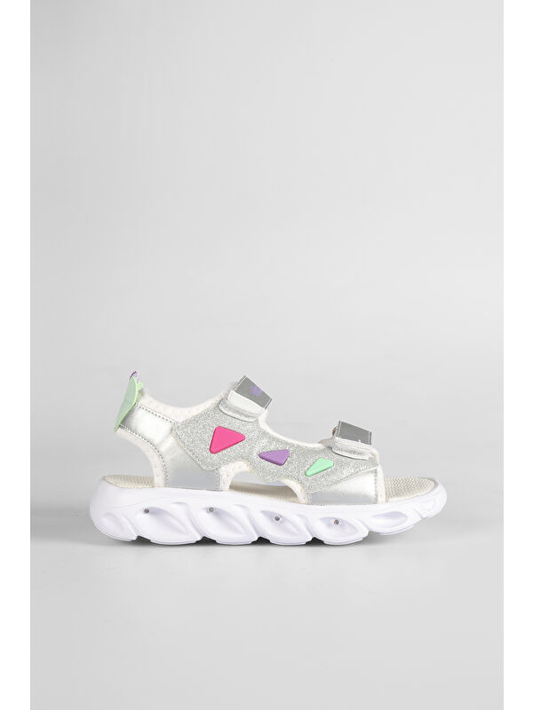 Hilda Işıklı Kız Okul Öncesi Beyaz Sandalet - Görsel 3