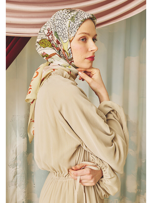 Fresh Scarfs Starlight Harmony Desen Floş Viskon Eşarp Sage