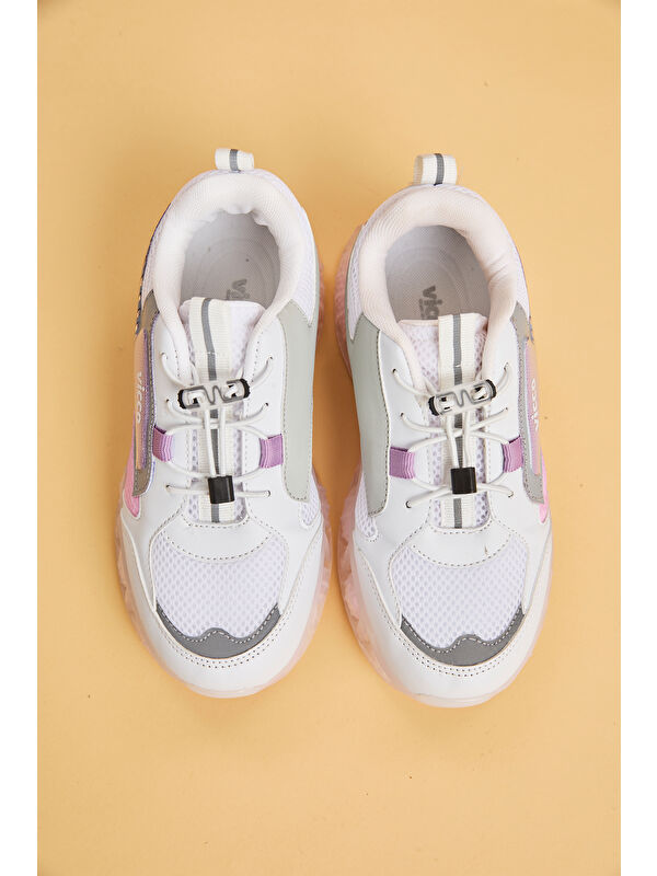 Corn Havalı Taban Kız Çocuk Okul Öncesi Beyaz/Pembe Spor Ayakkabı - Görsel 6