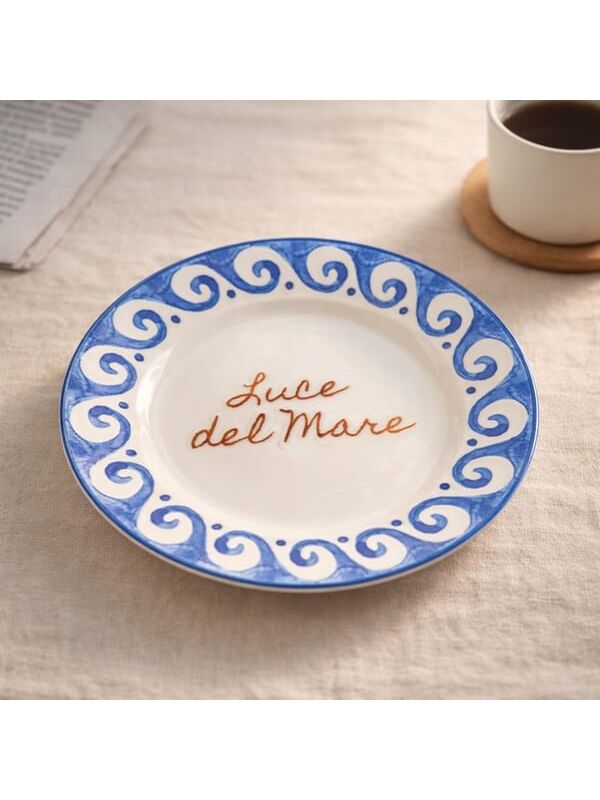 Evidea Kitchen Luve Del Mare Servis Tabağı - Krem / Mavi - 27 cm