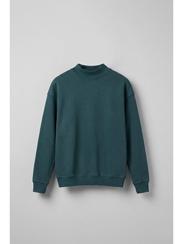 Abluka Online Erkek Rahat Kalıp Basic Uzun Kollu Sweatshirt Yeşil