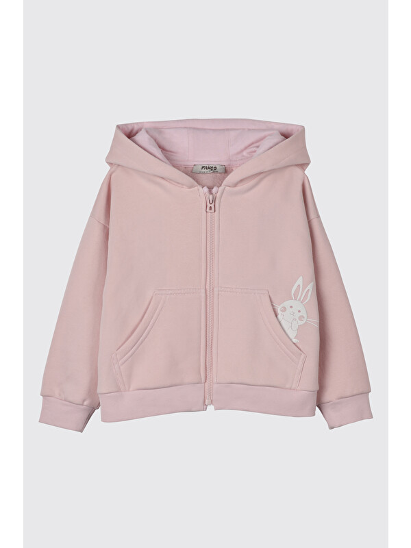 Panço Kız Bebek Kapüşonlu Pembe Sweatshirt