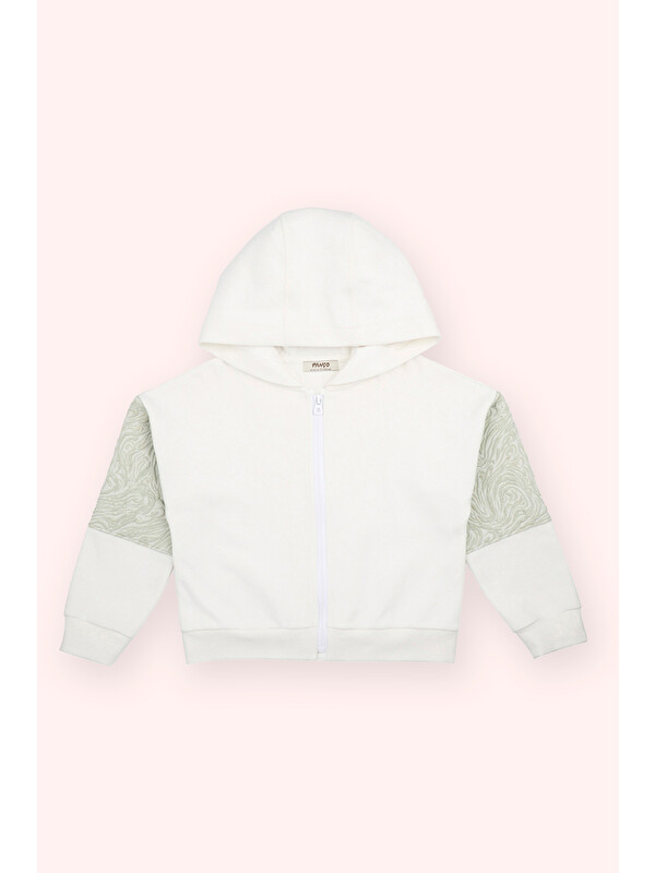 Panço Kız Çocuk Ekru Fermuarlı Sweatshirt