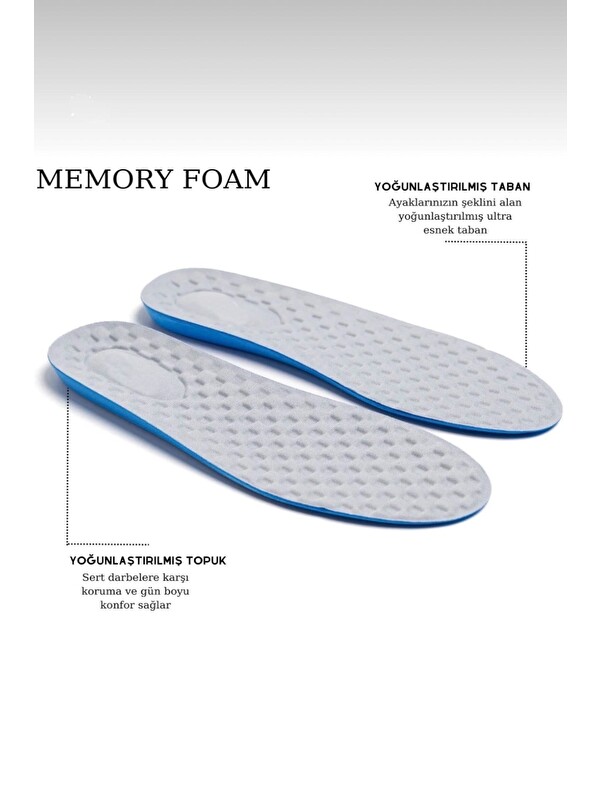 LİGER Memory Foam Ayakkabı Tabanlığı Ortopedik Spor Düz Tabanlık Topuk Dikeni Boy Yükseltici Grİ
