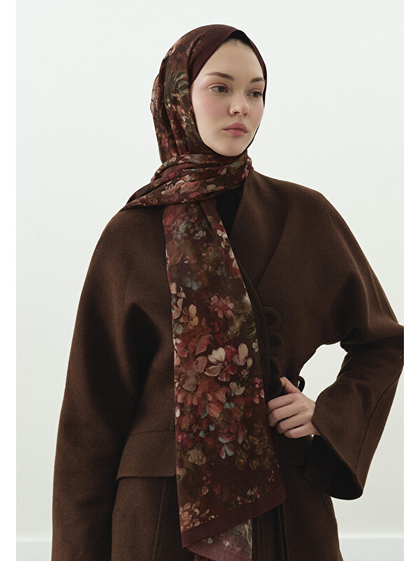 Fresh Scarfs Dark Beauty Desenli Pamuk Viskon Şal Bordo