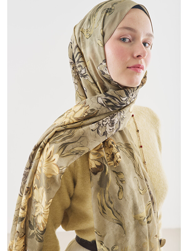 Fresh Scarfs Norah Desenli Pamuk Viskon Şal Çağla