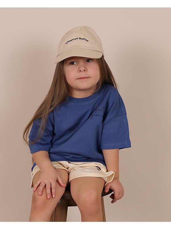 Oh La La Koala For Little Ones İndigo Nakışlı Oversize T-shirt