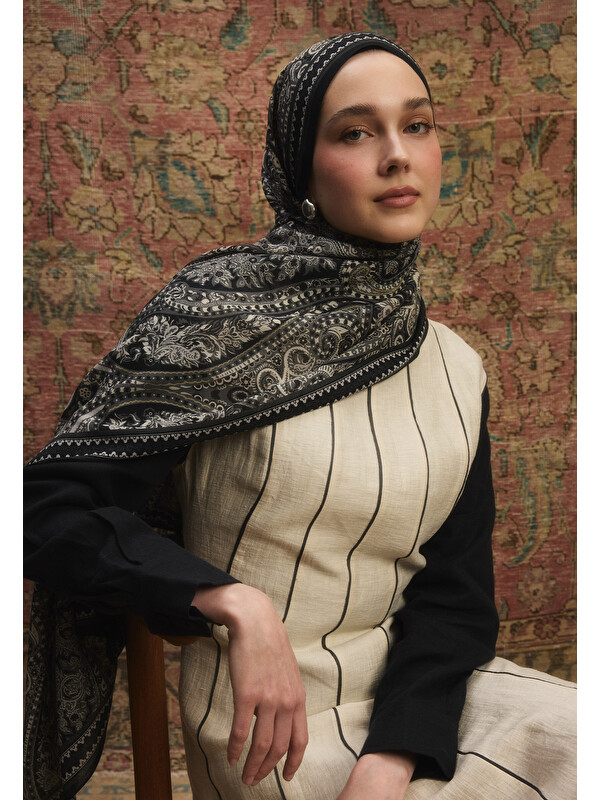 Fresh Scarfs Emerald Desen Şal Siyah
