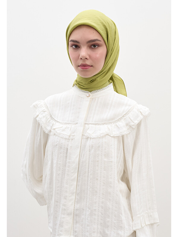 Fresh Scarfs Pamuk Viskon Eşarp Yağ Yeşili